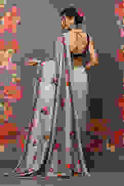 Rohit Bal Pista Green Cotton Blend Saree image number 4