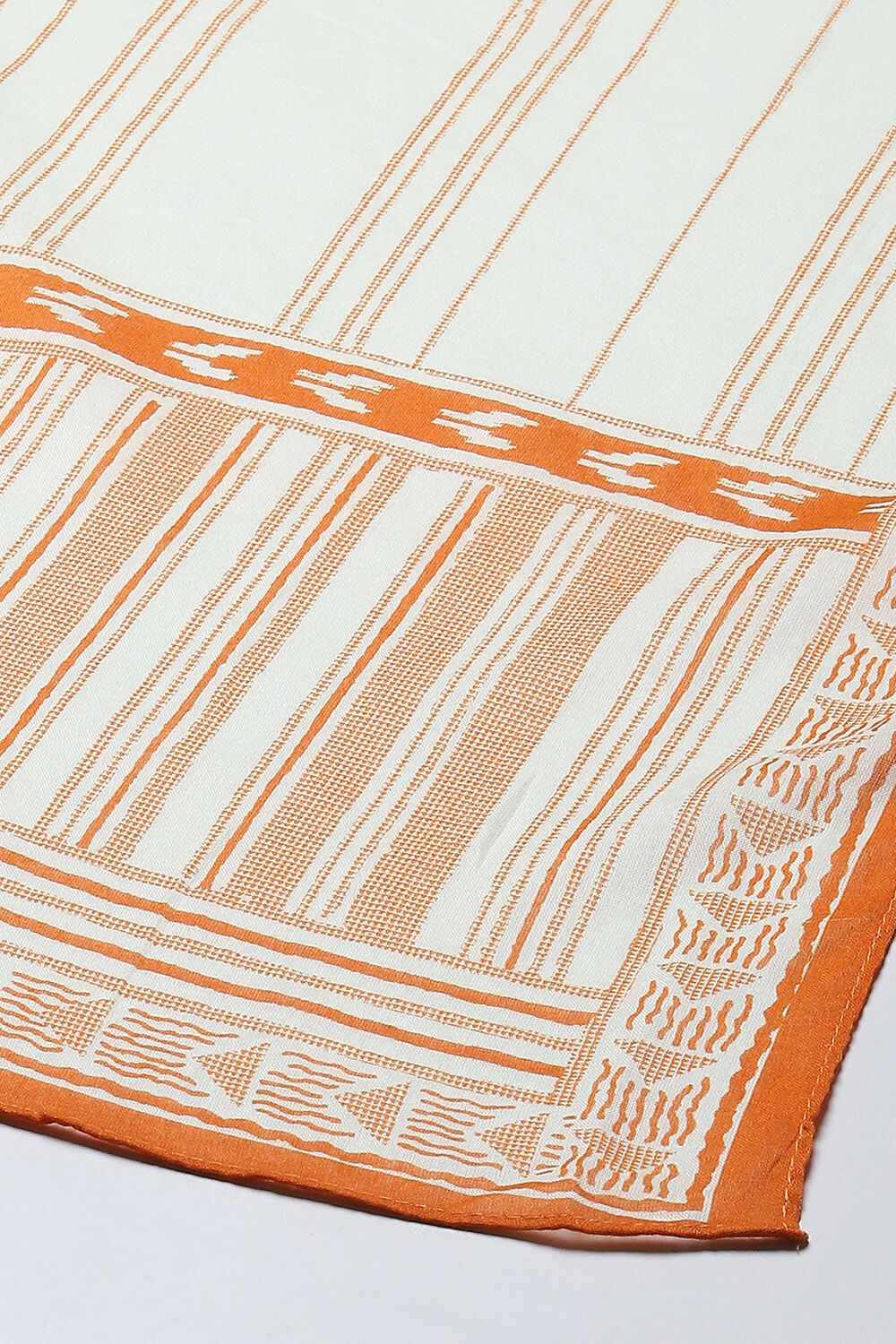 Off White Cotton A-Line Kurta Palazzo Suit Set image number 3