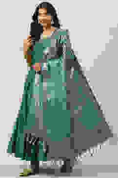 Teal Poly Viscose Anarkali Kurta Churidar Suit Set image number 5