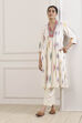 Off White Cotton Geometric Printed A-Line Kurta image number 6