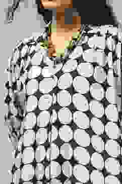 Ivory Printed A-Line Kurta image number 1