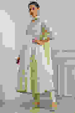 Off-White Cotton Foil Printed Anarkali Suit Set image number 3