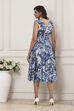 Blue Cotton Printed Kalidar Flared Dress image number 3