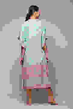 Powder Blue Rayon Printed Kaftan image number 4