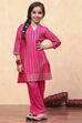 Pink Cotton Printed Straight Kurta Pants Set image number 6