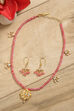 Peach Beads Kundan Girls Necklace Set image number 0