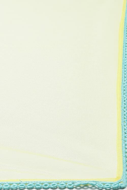 Yellow Cotton Blend A-Line Kurta Pants Suit Set image number 3