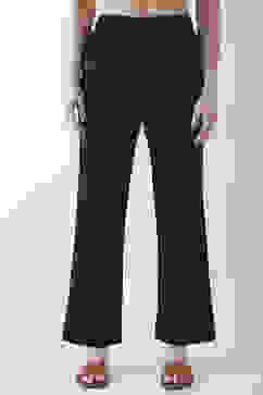 Navy Blue Solid Wide Leg Pants image number 4