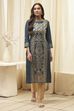 Indigo Rayon A-Line Printed Kurta image number 5