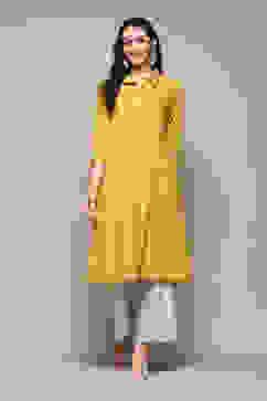 Mustard Natural Doby Straight Yarndyed 2 Piece Set image number 6