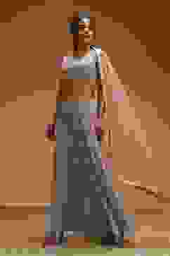 Beige Viscose Georgette Fusion Sharara Set image number 3