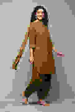 Bronze Burst LIVA Blend Straight Solid Suit Set image number 6