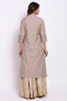 Grey Poly Metallic Cotton A Line Suit Set image number 5