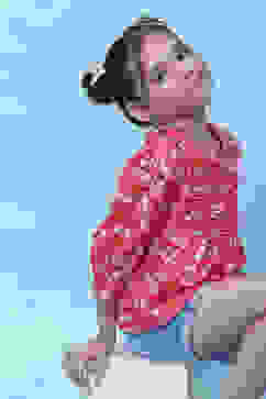 Red Cotton Printed Short Top image number 2