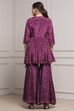 Purple Viscose Shantoon Printed Peplum Garara Suit Set image number 4