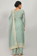 Green Cotton Blend Hand Embroidered Unstitched Suit Set image number 6
