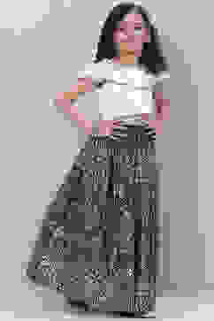 White And Blue Art Silk Flared Lehenga image number 3