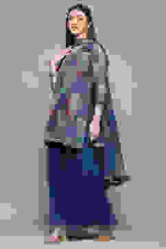 Blue Polyester Straight Suit Set image number 4