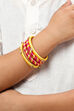 Dark Pink Mustard Yellow Plastic Thread Kids Bangles image number 3