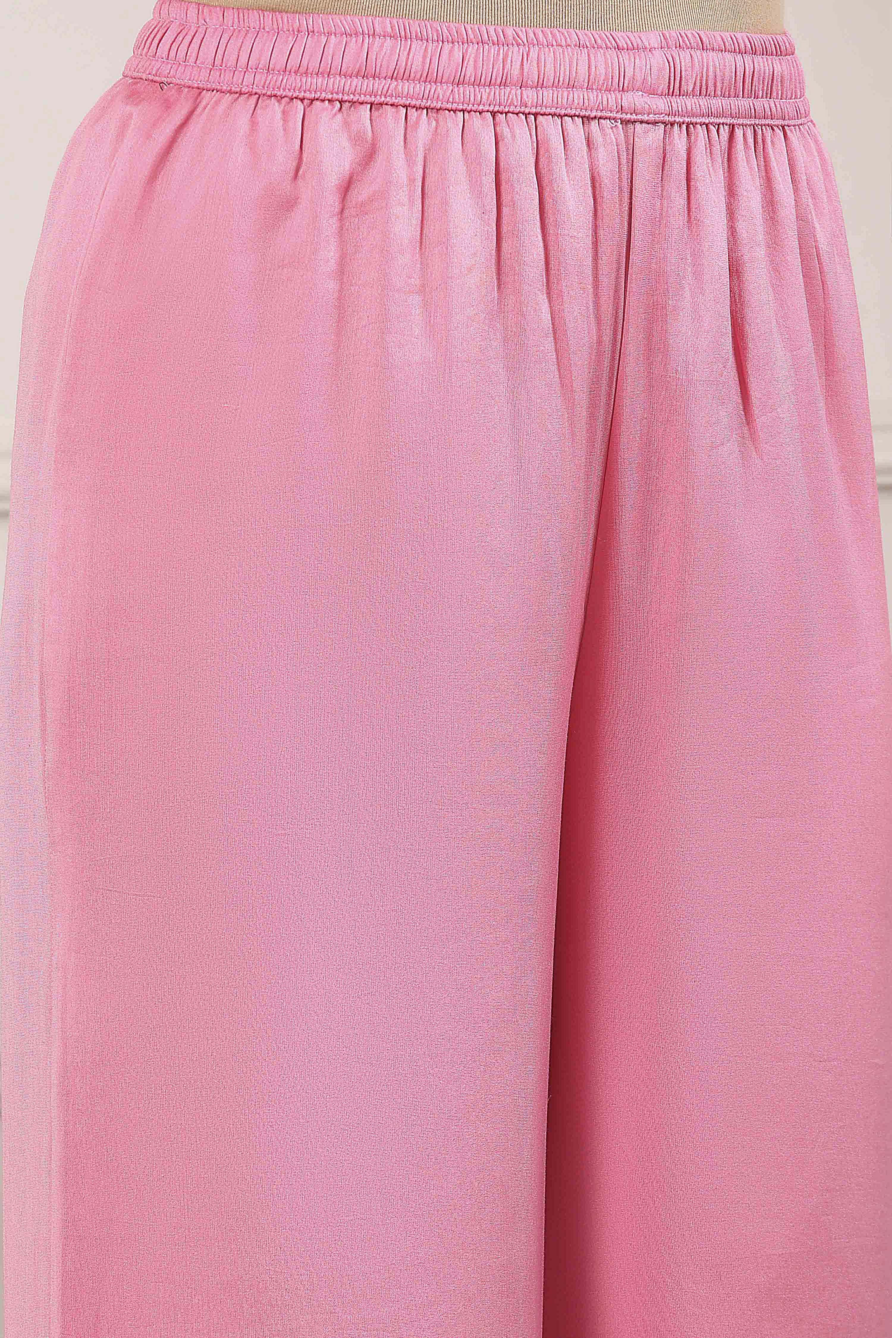 Rose Pink Cotton Silk Anarkali Suit Set image number 2