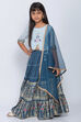Blue Poly Cotton Lehenga Set image number 2