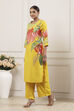 Beige Cotton Floral Printed Straight Kurta Set image number 4