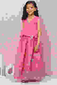 Pink Art Silk Flared Lehenga image number 3