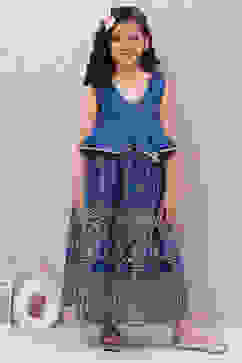 Blue Art Silk Flared Lehenga image number 0