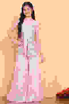 Off-White Embroidered Short Kurta & Palazzo Set image number 6