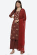 Maroon Cotton Unstitched Suit Set image number 0