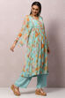 Sea Green Viscose Flared Kurta Palazzo Suit Set image number 6
