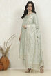 Peach Cotton Printed Embroidered Unstitched Suit Set image number 4