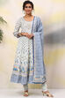 Ivory Cotton Anarkali Kurta Churidar Suit Set image number 0