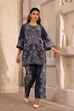 Blue Cotton floral Printed Straight Kurta Set