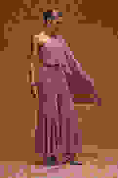 Rose Pink Georgette Heavy Beaded Embroidery Jumpsuit image number 4