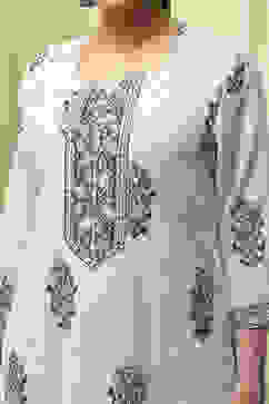 Blue Cotton Hand Block Print Unstitched Suit Set image number 3