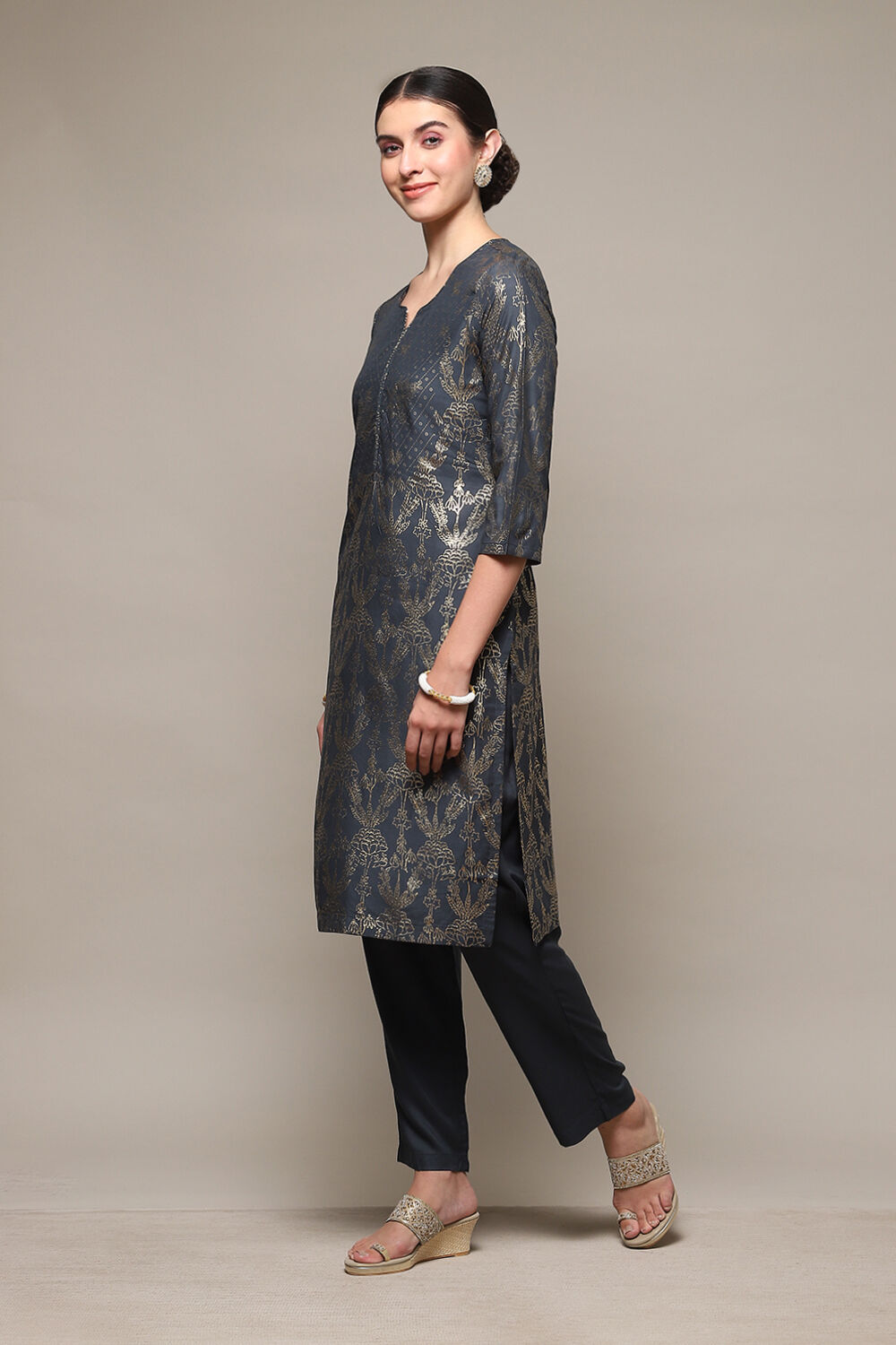 Blue Rayon Flared 2 Piece Set image number 3