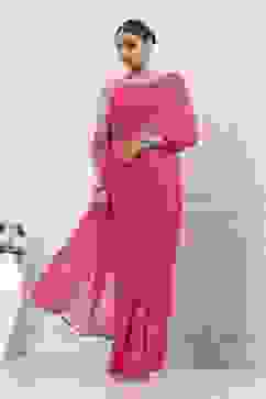 Pink Poly Georgette Regular Saree image number 8