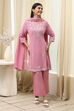 Pink Embroidered Kalidar Suit Set image number 6