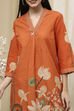 Orange Cotton Blend Schiffli Straight Kurta Set image number 1