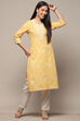 Yellow Cotton Straight Kurta