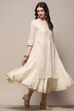 Ecru Polyester Tiered Kurta
