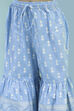 Powder Blue Cotton Tiered Kurta Set image number 2