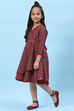 Maroon Silk Asymmetric Printed Dress image number 2