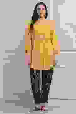 Yellow Viscose Rayon Straight Kurta Pants Set image number 6