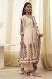 Beige Cotton Printed Anarkali Suit Set image number 5