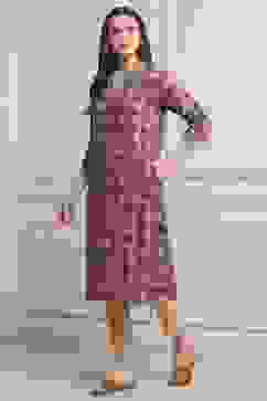 Maroon Viscose Rayon Straight Kurta Pants Set image number 3