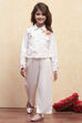 White Cotton Floral Printed Top and Pant Set image number 6