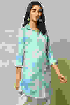 Teal LIVA Printed Shirt image number 5