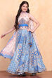Electric Blue Printed Flared Lehenga Set